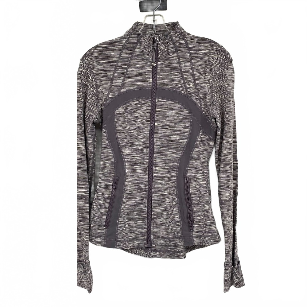 Lululemon Gray Purple Sweatshirt Full Zip Colorblock | Womens 6